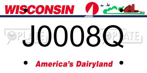 J0008Q Wisconsin License Plate