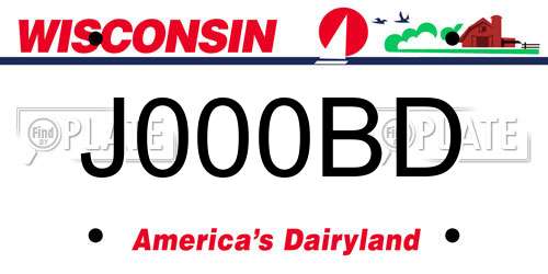 J000BD Wisconsin License Plate