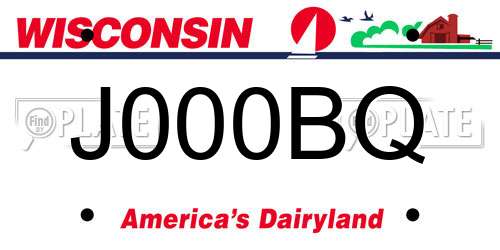 J000BQ Wisconsin License Plate