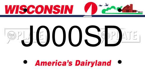 J000SD Wisconsin License Plate