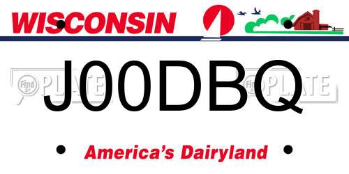 J00DBQ Wisconsin License Plate