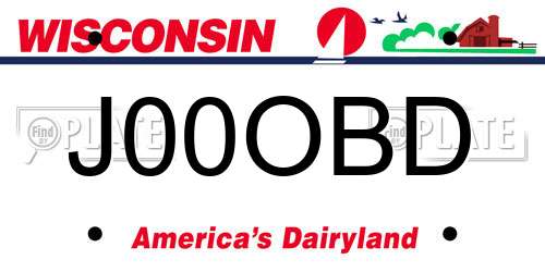J00OBD Wisconsin License Plate