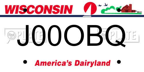J00OBQ Wisconsin License Plate