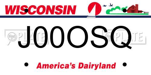 J00OSQ Wisconsin License Plate