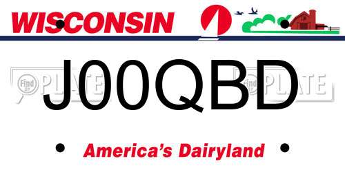 J00QBD Wisconsin License Plate