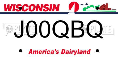 J00QBQ Wisconsin License Plate