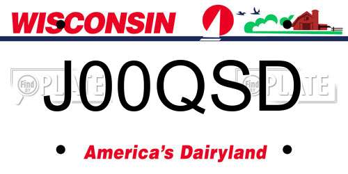 J00QSD Wisconsin License Plate