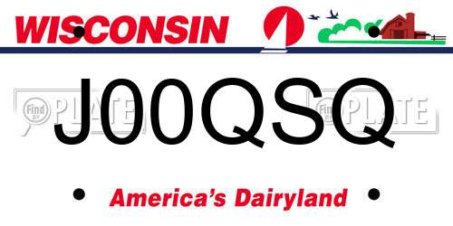 J00QSQ Wisconsin License Plate