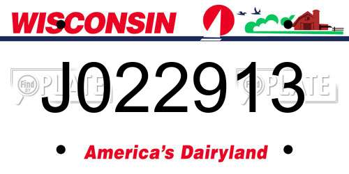 J022913 Wisconsin License Plate