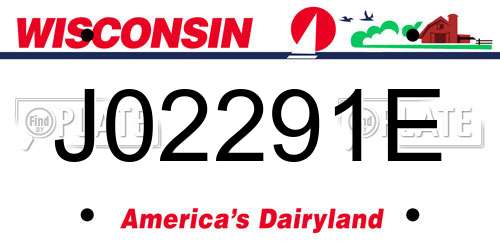 J02291E Wisconsin License Plate