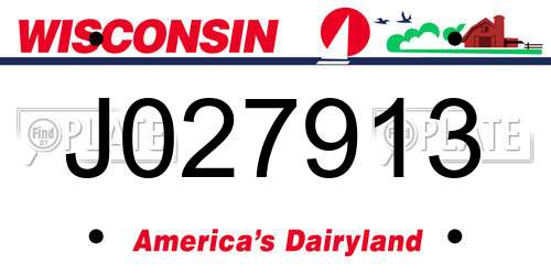 J027913 Wisconsin License Plate