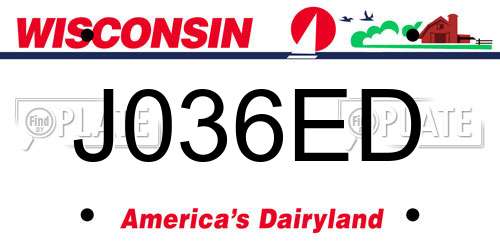J036ED Wisconsin License Plate