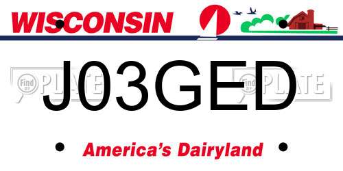 J03GED Wisconsin License Plate