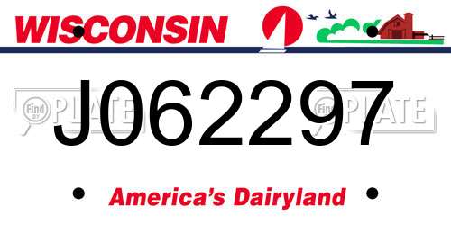 J062297 Wisconsin License Plate