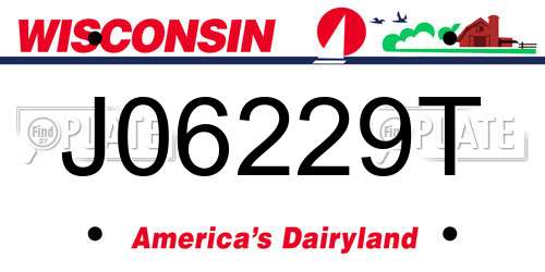 J06229T Wisconsin License Plate