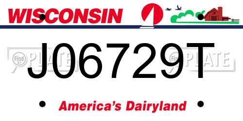 J06729T Wisconsin License Plate