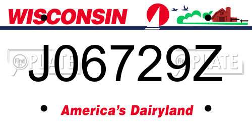 J06729Z Wisconsin License Plate