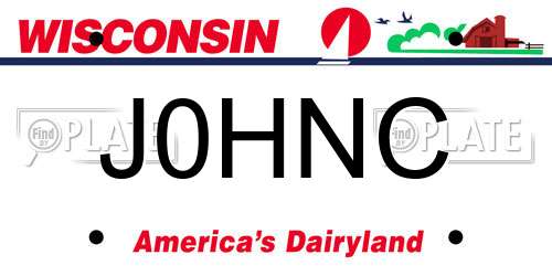 J0HNC Wisconsin License Plate