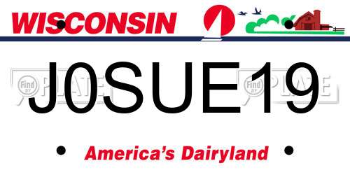 J0SUE19 Wisconsin License Plate
