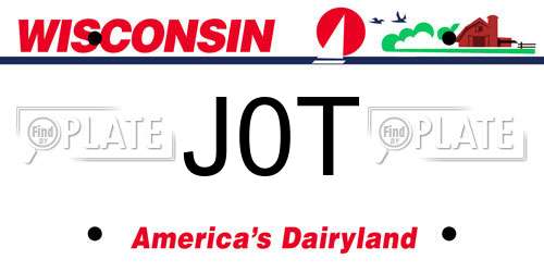 J0T Wisconsin License Plate