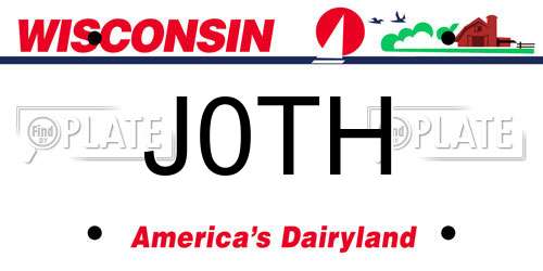 J0TH Wisconsin License Plate