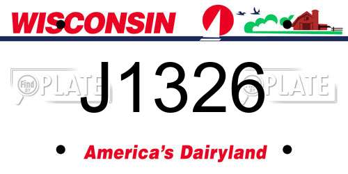 J1326 Wisconsin License Plate