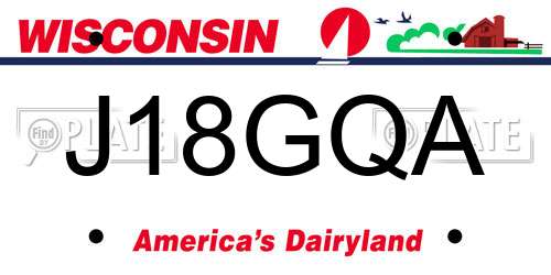 J18GQA Wisconsin License Plate