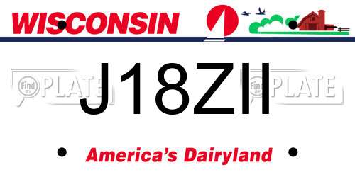 J18ZII Wisconsin License Plate