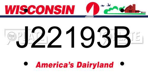 J22193B Wisconsin License Plate