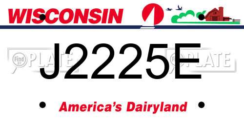 J2225E Wisconsin License Plate
