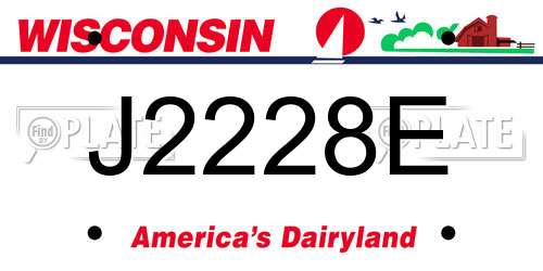 J2228E Wisconsin License Plate