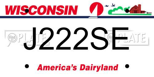 J222SE Wisconsin License Plate