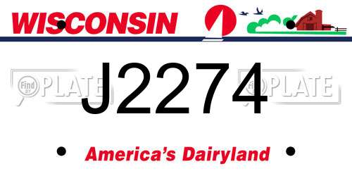 J2274 Wisconsin License Plate