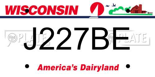 J227BE Wisconsin License Plate