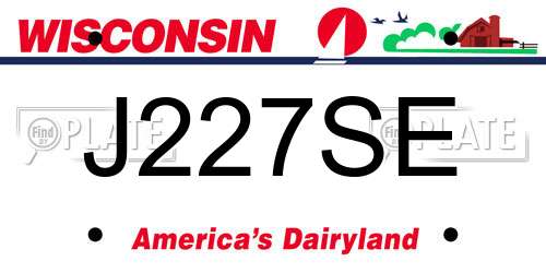 J227SE Wisconsin License Plate