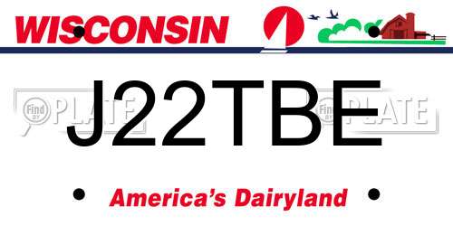J22TBE Wisconsin License Plate