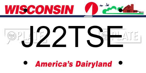 J22TSE Wisconsin License Plate