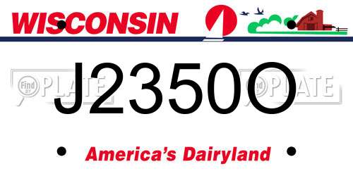 J2350O Wisconsin License Plate