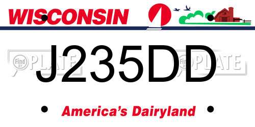 J235DD Wisconsin License Plate