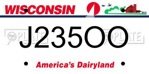 J235OO Wisconsin License Plate