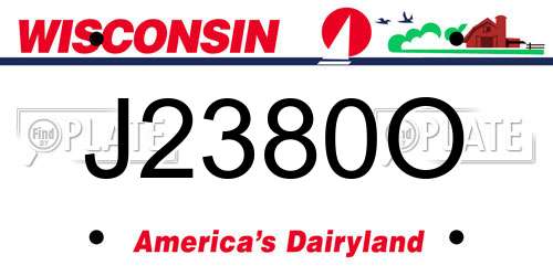 J2380O Wisconsin License Plate