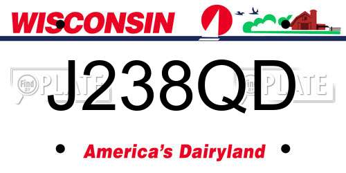 J238QD Wisconsin License Plate