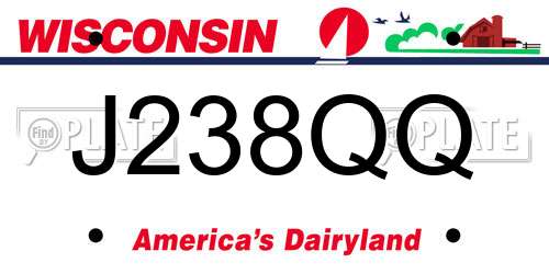 J238QQ Wisconsin License Plate