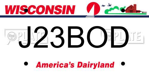 J23BOD Wisconsin License Plate