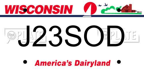 J23SOD Wisconsin License Plate