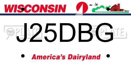J25DBG Wisconsin License Plate
