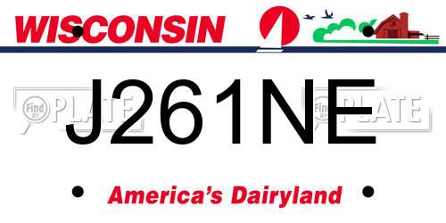 J261NE Wisconsin License Plate