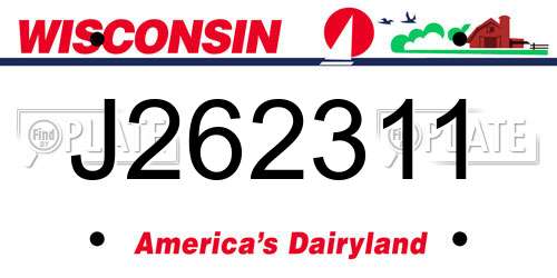 J262311 Wisconsin License Plate