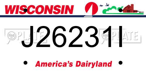 J26231I Wisconsin License Plate