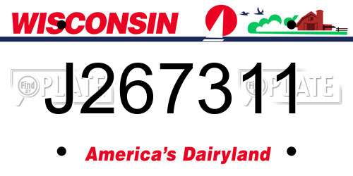 J267311 Wisconsin License Plate